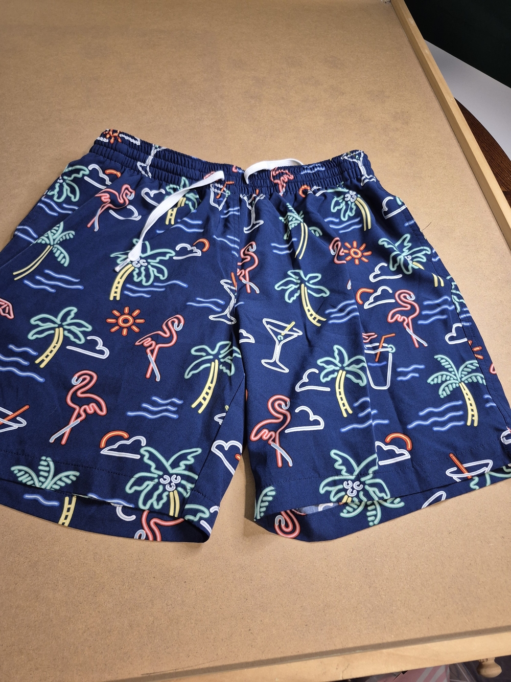chubbies Navy Tropical Neon Flamingo Swim Shorts 4177/7